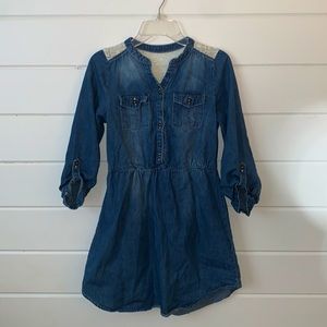 Girls denim dress with lace